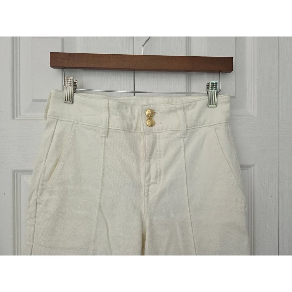 J. Crew Denim Trouser High Rise Stacked Button Womens 25P White NWT $158 CV261